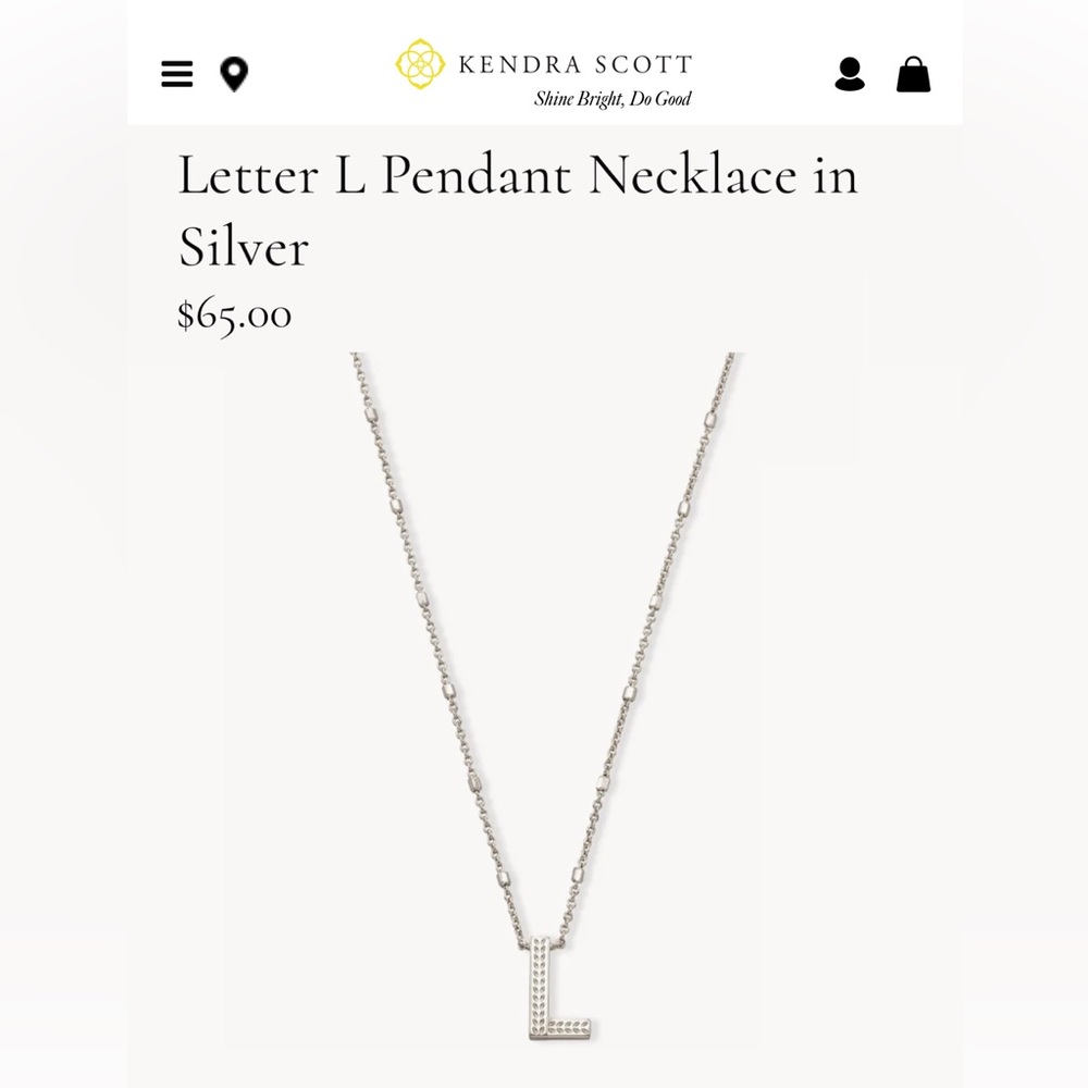 kendra scott L pendant initial monogram necklace in silver